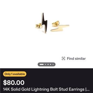14K Solid Gold Lightning Bolt Earrings